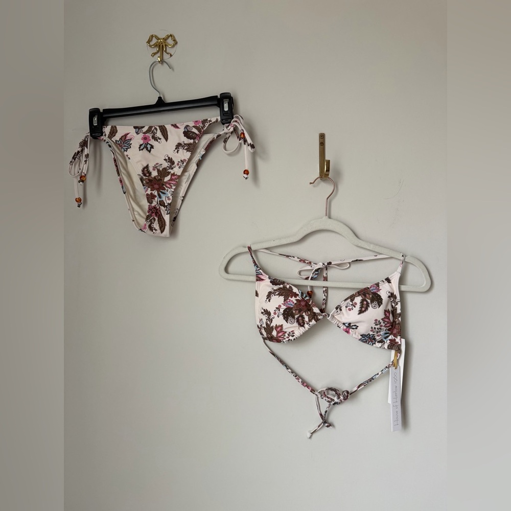 House of Harlow 1960 cream boho Floral Bikini Set